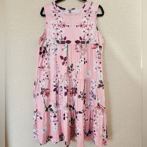 NWOT LoveU Dear Large Pink Floral Short Sleeve Dress